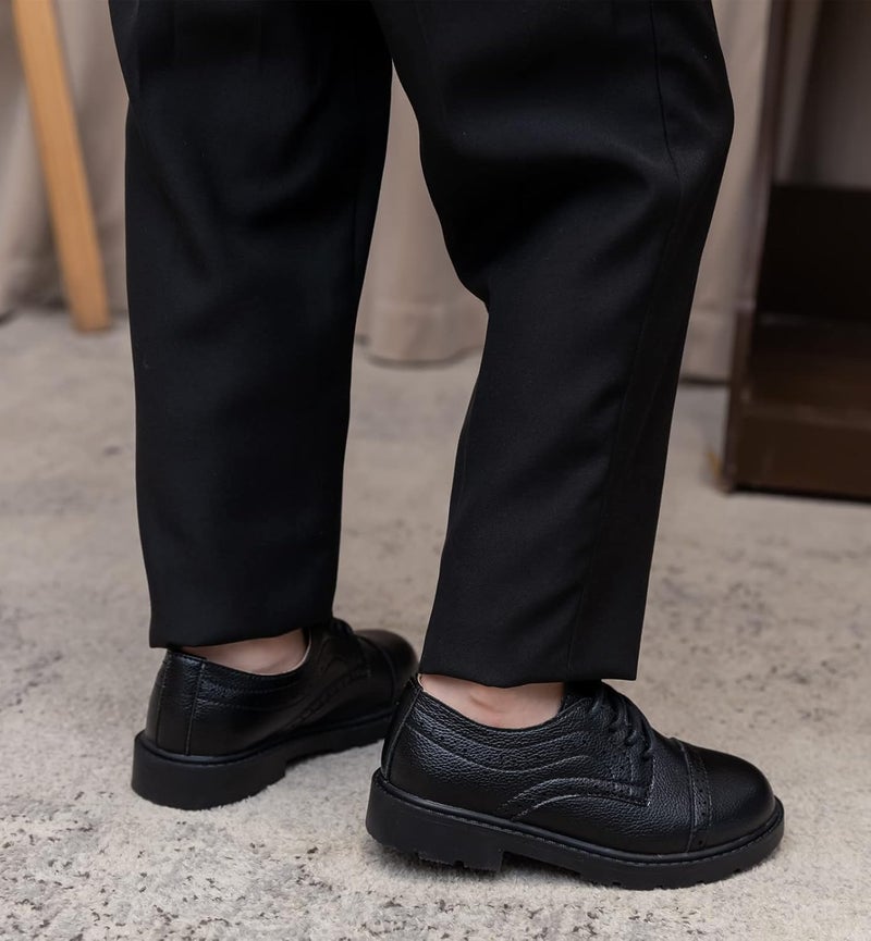 DADAWEN Boys Girls Classic Lace-Up Dress Shoes Oxford Shoes Wedding Church School Uniform Shoes (Toddler/Little Kid/Big Kid) - Image 3